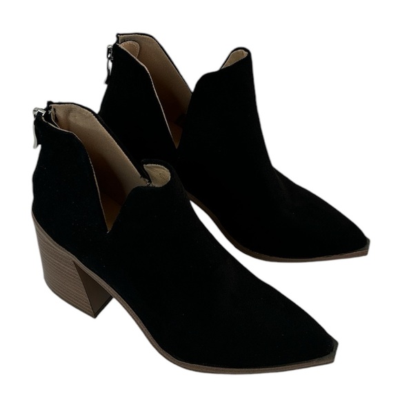 Kathemoi Women's Ankle Chunky Stacked Heel Slip On Pointed Toe Boots Size 5.5 - Picture 2 of 13